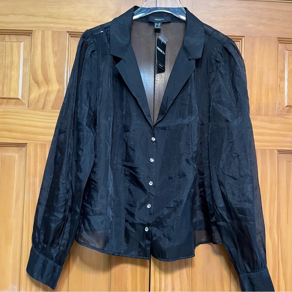 Forever 21 Plus Size Black Sheer Formal Top Size 2X NWT